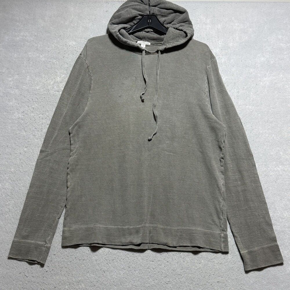 James Perse Sunwashed Slub Hoodie Men’s 3 Gray Lightweight Long Sleeve Cotton